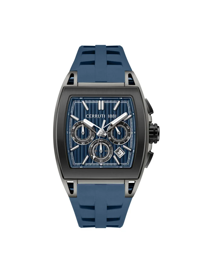 Belluno Blue Dial Silicone Strap Chronograph Watch for Men, 41.5mm